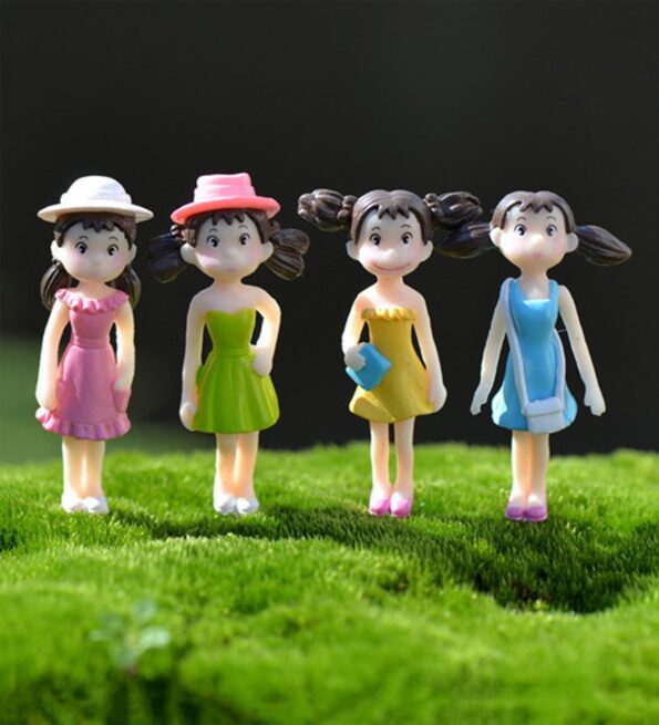 Amazing 4 Little And Colorful Girls Garden Figurine