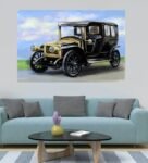 Antique Vintage Retro Car Self Adhesive Wall Poster for Home Decor(Vinyl 24 x 36 Inch)