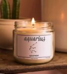 Aquarius Sun Sign 5Oz Spearmint Scent White Color Glass Jar Zodiac Candle