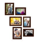 Brown Solid Wood Set Of 6 Collage Photo Frames
