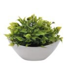 Green Leaves & Flowers Artificial Plant with Pot