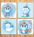 Baby Unicorn Wall Panels in Blue colour