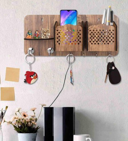 Beige Creative Pocket Mobile Stand With Key Holder