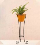 Black And Yellow Iron Planter With Stand