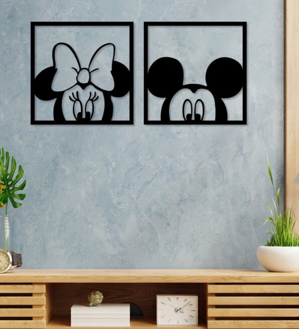 Black Micky Mouse Wooden Wall Decor