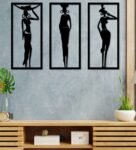 Black Modern Art Lady Wooden Wall Decor