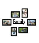 Black Synthetic Wood Set Of 06 Photo Frames With Mdf Family Plaque