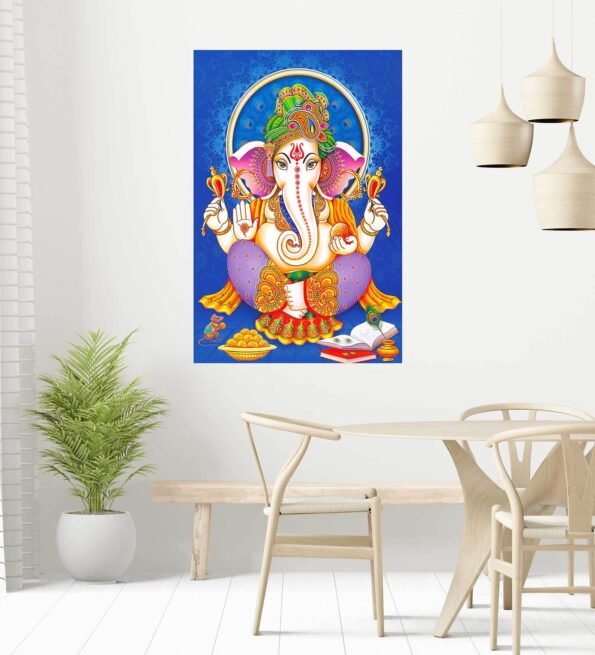 Blessing Of Lord Ganesha Self Adhesive Wall Vastu Poster for Home Decor(Vinyl 24 x 36 Inch)
