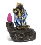 Blue Lord Krishna Smoke Backflow Cone Incense Holder Decorative Showpiece