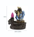 Blue Lord Krishna Smoke Backflow Cone Incense Holder Decorative Showpiece