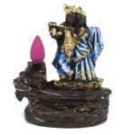 Blue Lord Krishna Smoke Backflow Cone Incense Holder Decorative Showpiece