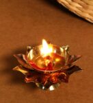 Brass Copper Lotus Flower Petals Kamal Shape Metal Diya (PACK OF 2)