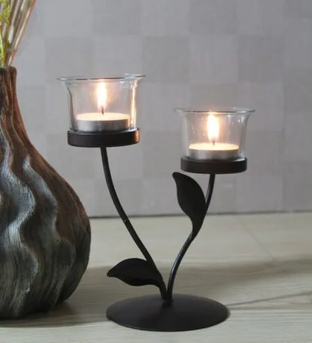 Black Metallic Euclid Table Tea Light Holder