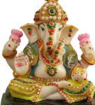 Cream Polyresin 6.4 Inches Ganesha Idol Statue