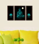 Devine Beauty Of Buddha In Night Set of 3 Wall Art Print