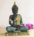 Ecraftindia Green Meditating Buddha Decorative Showpiece