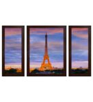 Eiffel Tower MDF Set of 3 Wall Art Print