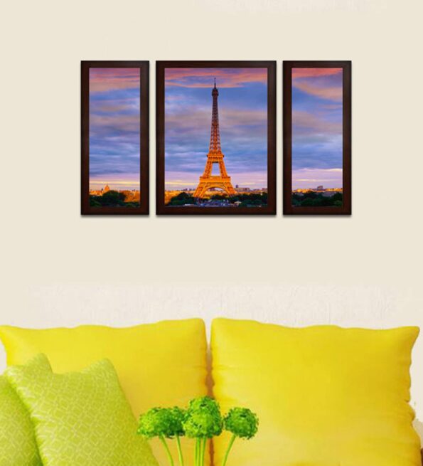 Eiffel Tower MDF Set of 3 Wall Art Print