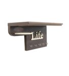 Engineered Wood “Life” Wall Shelf With 5 ‘S In Wenge Colour Key Holder