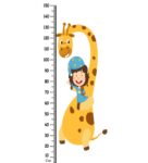 Funny Giraffe & Girl Height Chart in Multicolour