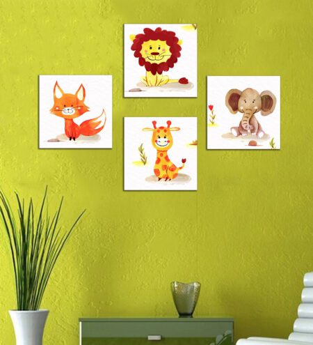 Mdf Funny Zoo Wall Panel In Multicolor