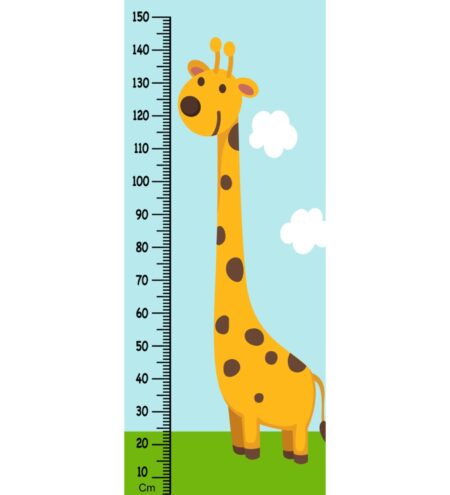 Giraffe & Clouds Height Chart In Multicolour