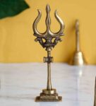 Gold Brass Trishul With Damru Decorative Handcrafted Figurine