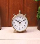 Golden Metal Aneston Analog Table Clock