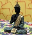 Gold Polyresin Handcrafted Meditating Blessing Buddha Idol