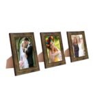 Golden Synthetic wood Set of 3 Table Photo Frame