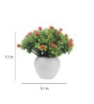 Green Leaves White And Orange Flowers Artificial Plant with Pot Set of 2