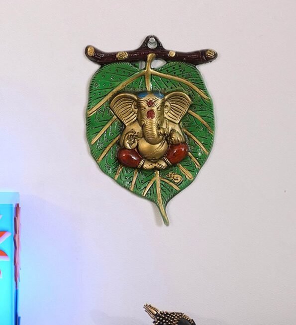Green Metal Lord Ganesha Religious Idol