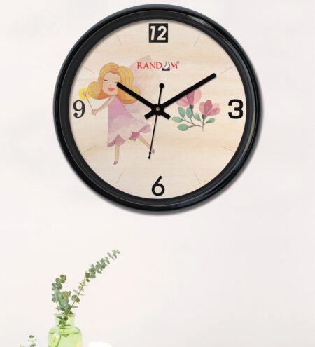 Happy Girl Wall Clock in Pink Colour