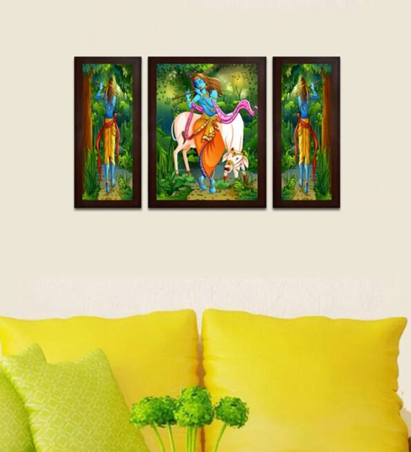 Krishna MDF Set of 3 Wall Art Print