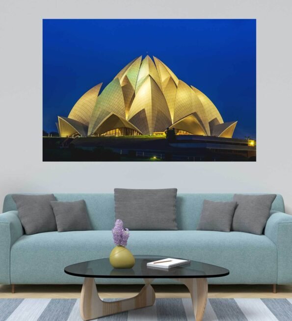 Lotus Temple Self Adhesive Wall Poster for Home Decor(Vinyl 24 x 36 Inch)