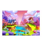 Magical Dream Land Self Adhesive Wall Poster for Home Decor(Vinyl 24 x 36 Inch)