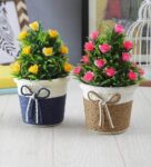 Plastic Della Multicolor With Pot Set Of 2 Artificial Plant