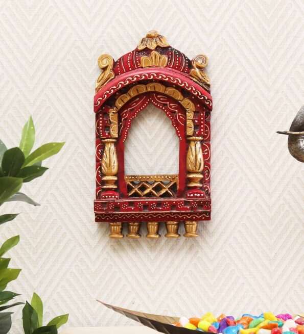 Solid Wood Jharokha In Pink Colour