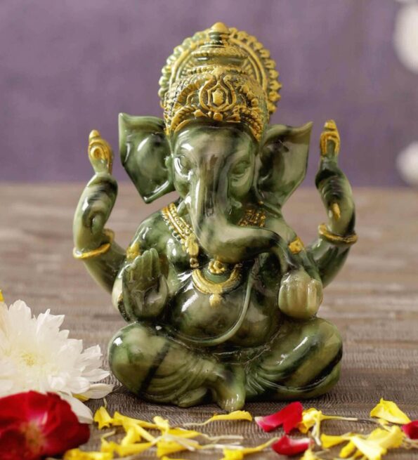 Multicolour Polyresin 5.1 Inches Ganesha Idol Statue