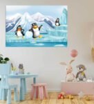 Penguins in Ice Land Self Adhesive Wall Poster for Home Decor(Vinyl 24 x 36 Inch)