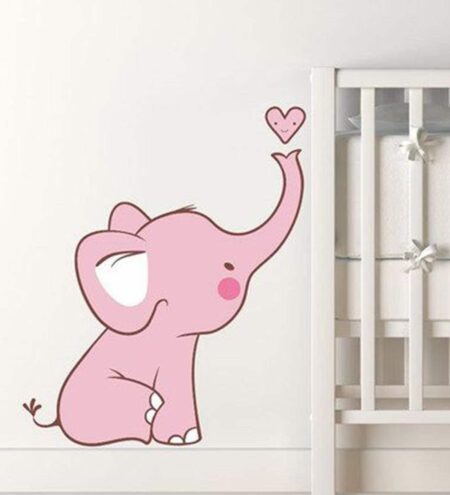 Cute Pink Baby Elephant Wall Sticker