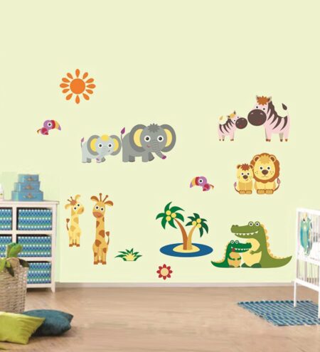 Pvc Wall Stickers Beautiful Animals And Their Kids