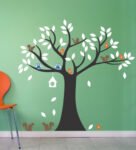 Pvc Wall Stickers Beautiful Birds Owl Squirrel On A Tree
