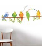 Pvc Wall Stickers Beautiful Parrots On Tree Branches