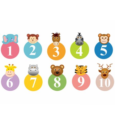 Pvc Wall Stickers Cute Animals With Numbers