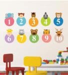 Pvc Wall Stickers Cute Animals With Numbers