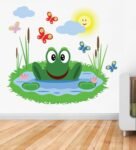 Wall Stickers Beautiful Frog And Butterflies In Pond