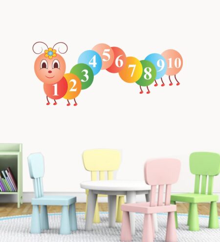 Pvc Vinyl 30 X 14 Inch Cute Counting Caterpillar Wall Sticker