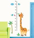 Pvc Vinyl 30 X 48 Inch Cute Giraffe Height Chart Birds Wall Sticker