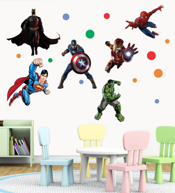 Pvc Vinyl 51 X 47 Inch Super Heroes Wall Sticker